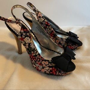 Rampage “Girasole” Floral Peep Toe Heels